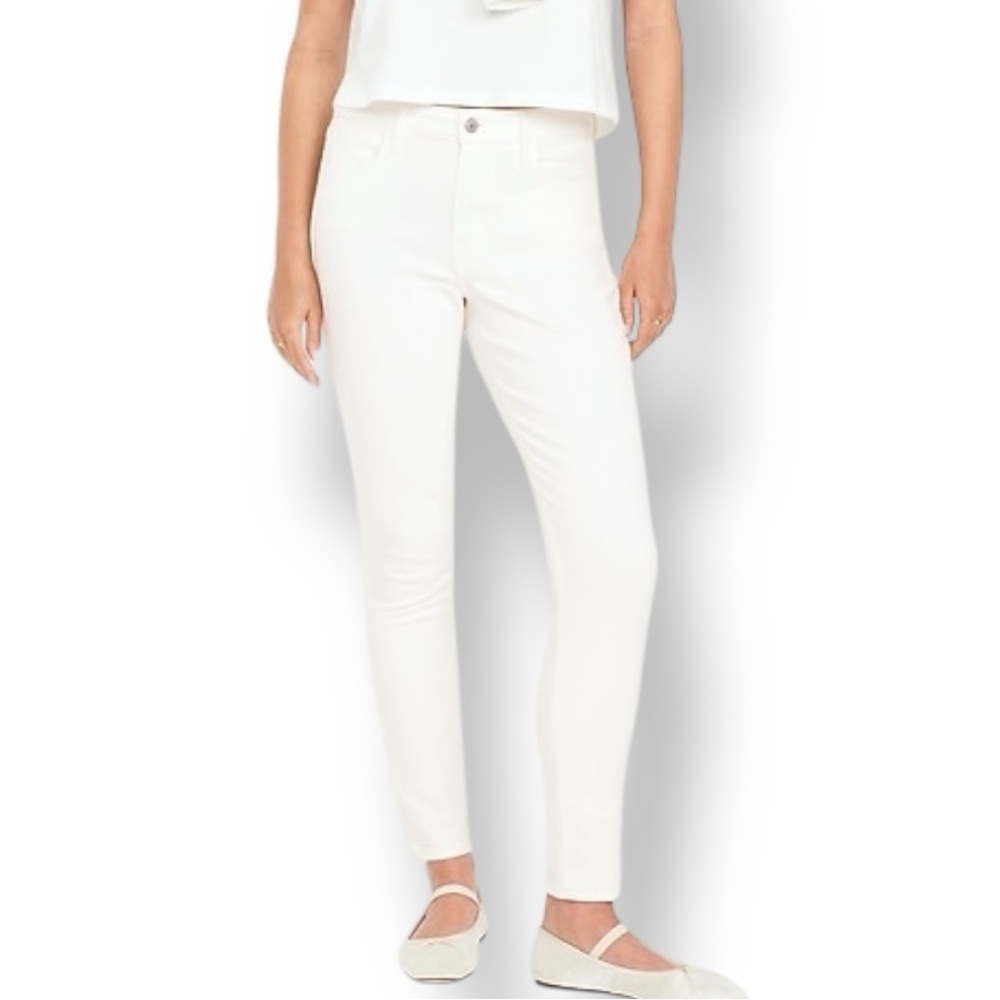 NWT Old Navy Sz 4 WOW High Rise Super Skinny Calla Lily (white) Cotton-Poly-Span